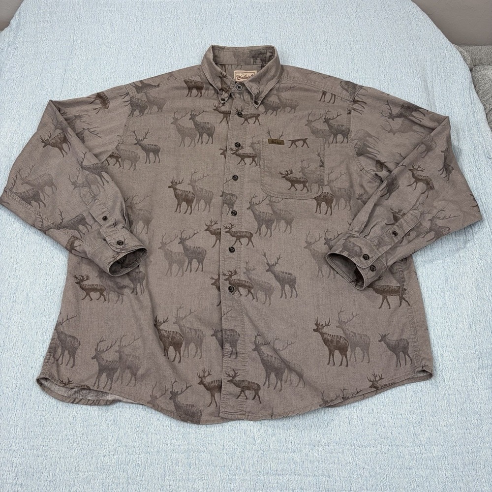 Woolrich‎ Heavy Flannel Elk Moose Deer Animal Shirt Mens XL Vintage Hunting